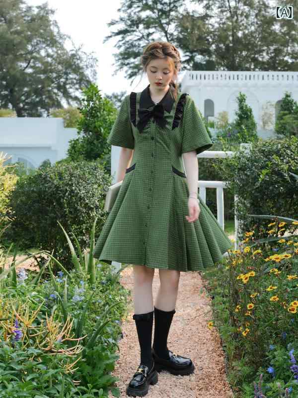 大きめサイズ レディース おしゃれ ファッション カジュアル デート 女子会 普段使い aライン スカート 夏 ハイウエスト ショート チェック ドレス