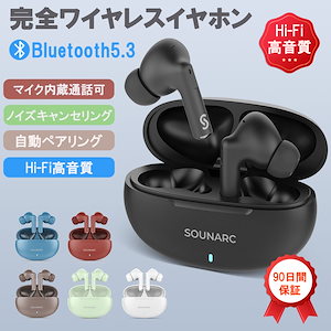 ワイヤレスイヤホン Bluetooth 5.3 イヤホン 自動ペアリング 超軽量 両耳 HiFi 高音質 コンパクト　マイク付き　2024最新型