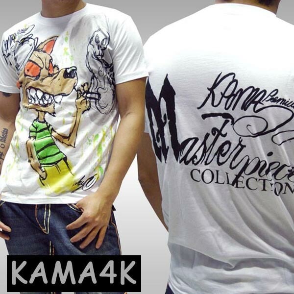 セール カーマフォーケイ メンズ Tシャツ CRAZYWOLF ホワイト KAMA4K シャツ トップス インポート カジュアル ストリート グラフィティ スケーター ブランド HIPHOP アメ