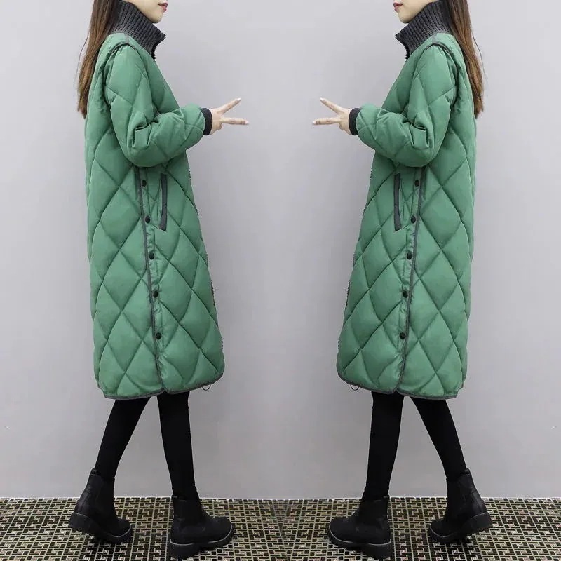スタンドカラー ニット キルティングコート キルティング ロング ック レディース キルト 切り替え リブニット ドッキング 中綿コート