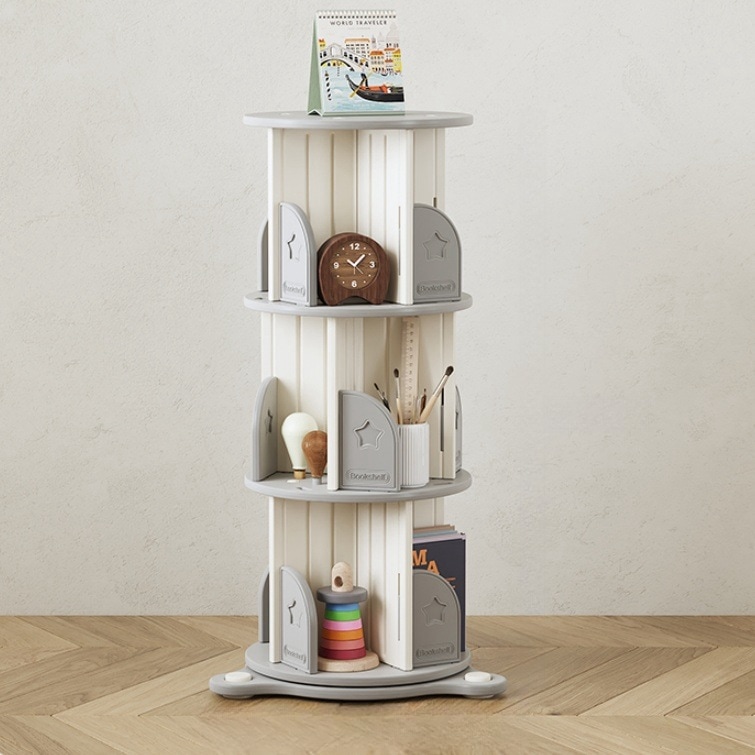 【本日限り激安SALE】【3段】回転式本棚 飾り棚 絵本棚 360回転本棚 コミック収納棚 本棚 HDPE製 大容量 回転ラック 組立簡単 省スペース 3段 子ども部屋収納