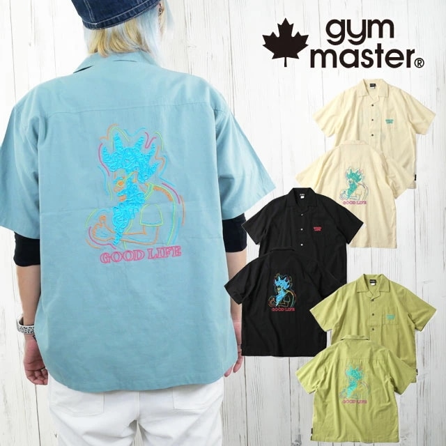 ジムマスター 半袖シャツ メンズ G521718 GOOD LIFE刺繍ｼｬﾂ レディース 開襟シャツ オープンシャツ 襟付き 刺繍 トップス ウェア キャンプ アウトドア アパレル 黒 クリーム 黄