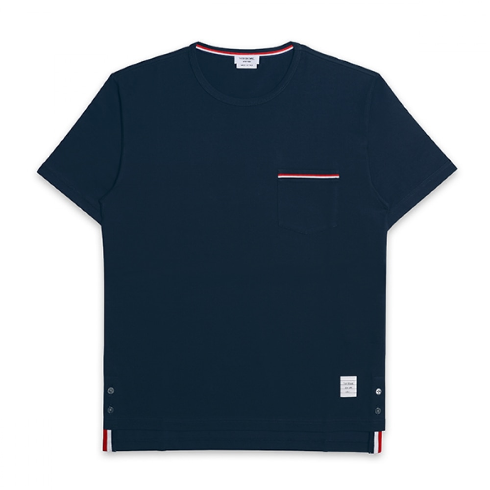 トムブラウン MJS010A 01454 415 ストライプトリム胸ポケットメンズ半袖Tシャツ