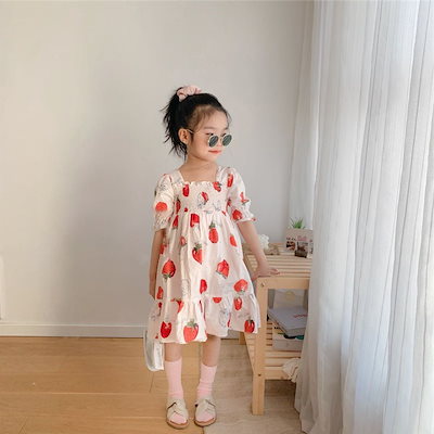 Qoo10] chunkeer ワンピース 子供服 いちご 女の子 ドレ : キッズ