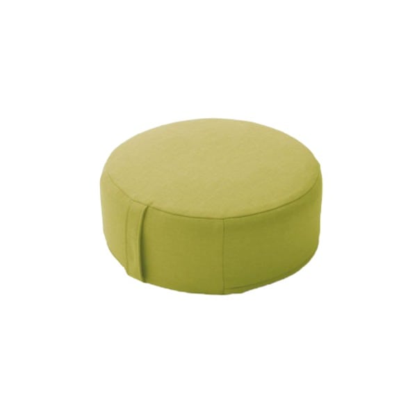 低反発 ミニフロアクッション/座布団 ラウンドタイプ グリーン 幅38cm 洗えるカバー付き 低反発ウレタン リビング