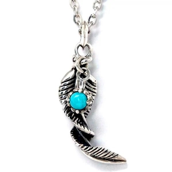 インディアンジュエリー ペンダント ネックレス フェザー 羽 スパイラル 天然石 ターコイズ メンズ レディース シルバー925