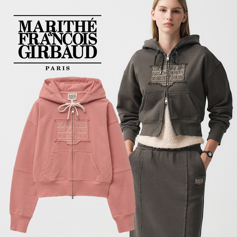 MARITHE FRANCOIS GIRBAUD クラシックロゴクロップフードジップアップ