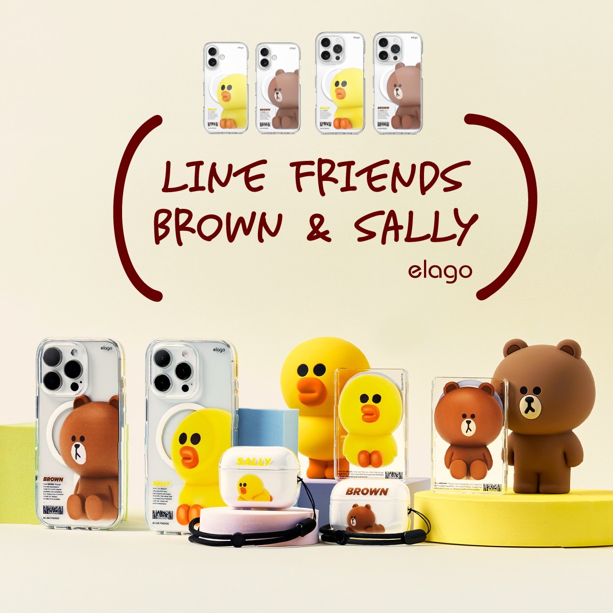 iPhone16Pro 対応 ケース ラインフレンズ 公式ライセンス クリア マグセーフ MagSafe対応 耐衝撃 スマホケース LINE FRIENDS Brown & Sally