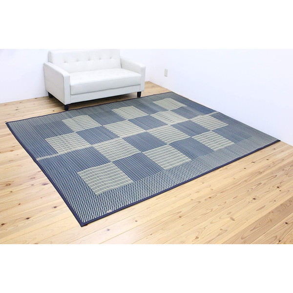 1050870043904 純国産 い草ラグカーペット 格子柄シンプルモダン Fライト ブルー 約191×250cm メーカー直送 11,533円