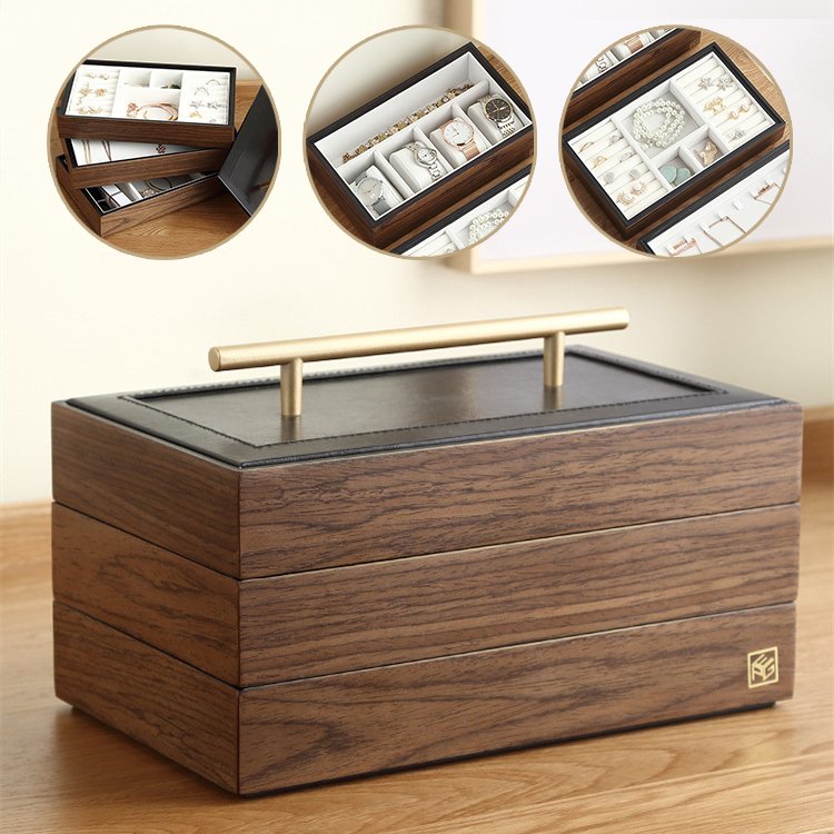 2024新品発売ジュエリー収納 ジュエリーボックス 木材 4段 木目 母の日 アクセサリーケース 木製 3段 大容量
