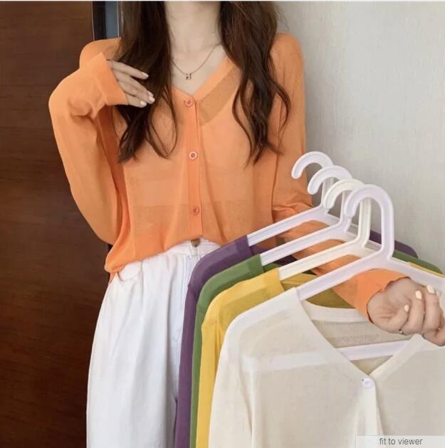 大人気！ レディース カーディガン 薄手 UVカット長袖 透け感ブラウス無地ニット トップス ニット