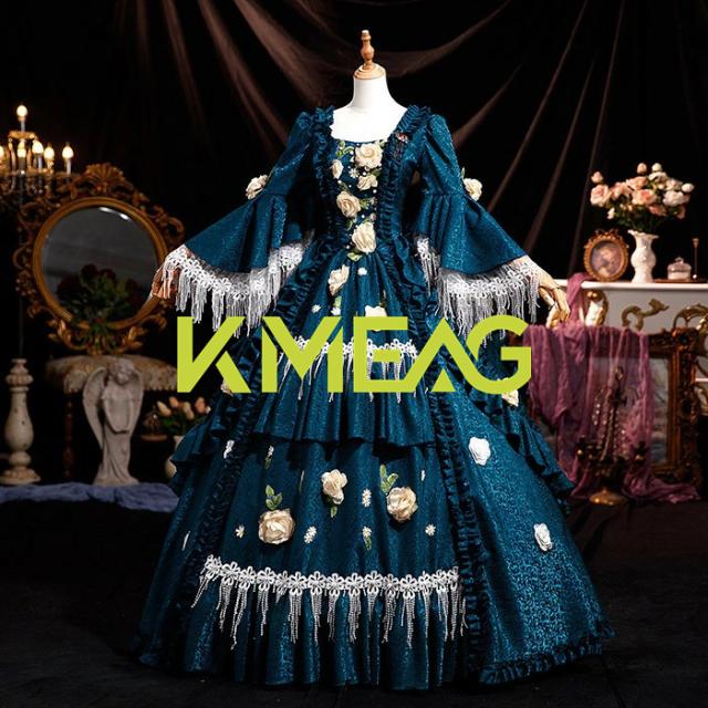 貴族 ドレス 油絵風 お姫様 衣装 カラードレス ロング 宮廷 王族服 お嬢様 舞台衣装 復古 ジュリエット ヨーロッパ ステージ衣装 オペラ声楽 撮影 西洋ドレス レディース ロングドレス 貴族ドレ