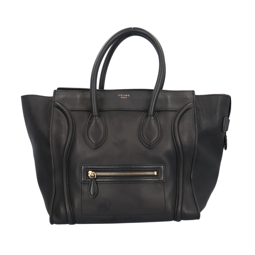 セリーヌ ラゲージミニショッパー ハンドバッグ レザー ブラック CELINE 中古