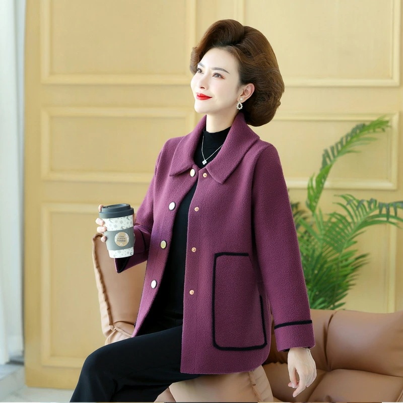 期間限定大きいサイズ レディース アウター ジャケット コート 40代 50代 60代 ママ 母親 長袖 春秋 ニットトップス ポケット 前開き ボタン 薄手 アウターウェア