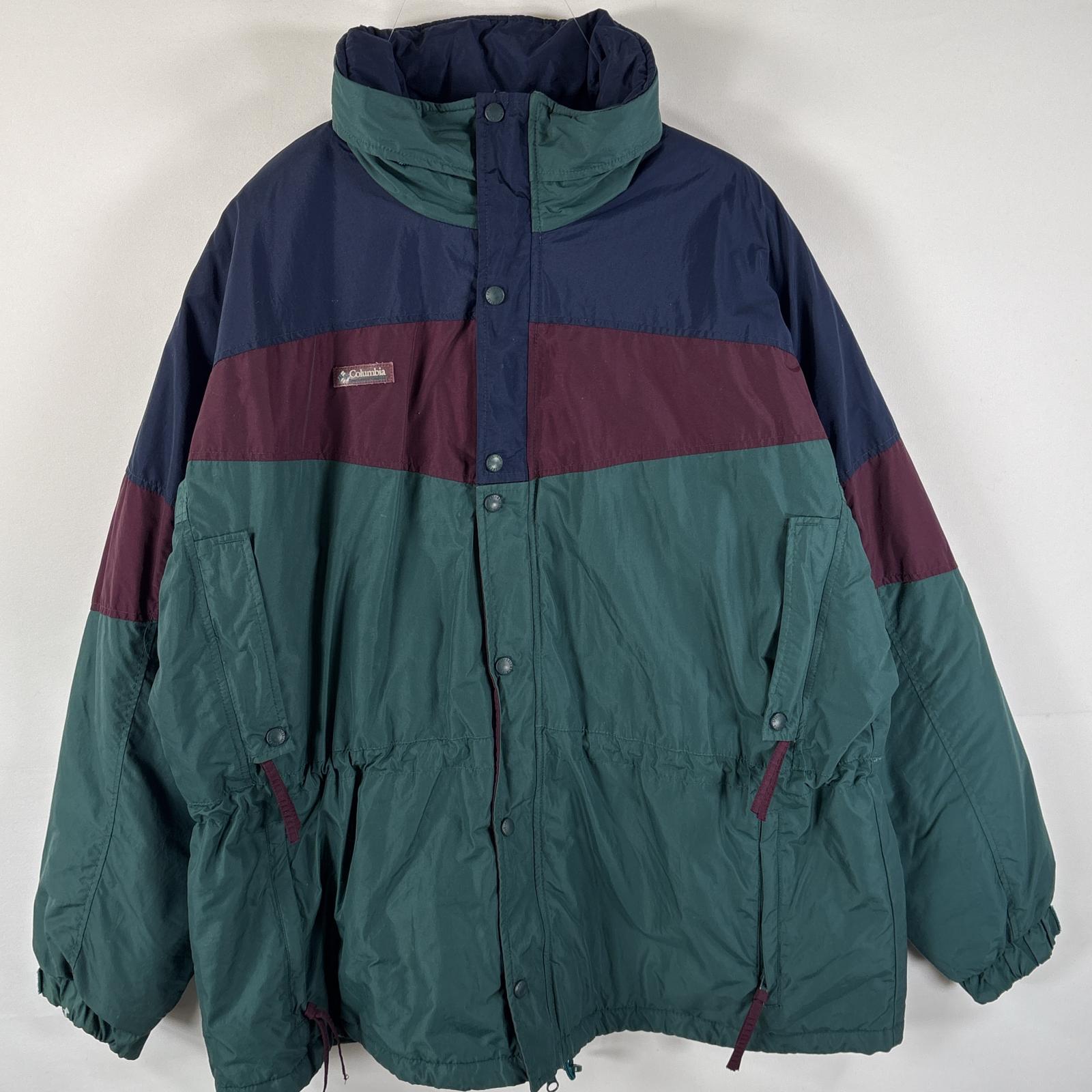 古着 90s/90年代 ナイロンジャケット 中綿 ワンポイントロゴ 大きいサイズ XL ネイビー マルチカラー メンズ