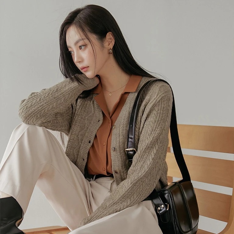 アラン柄Vネックカーディガン 7,150円