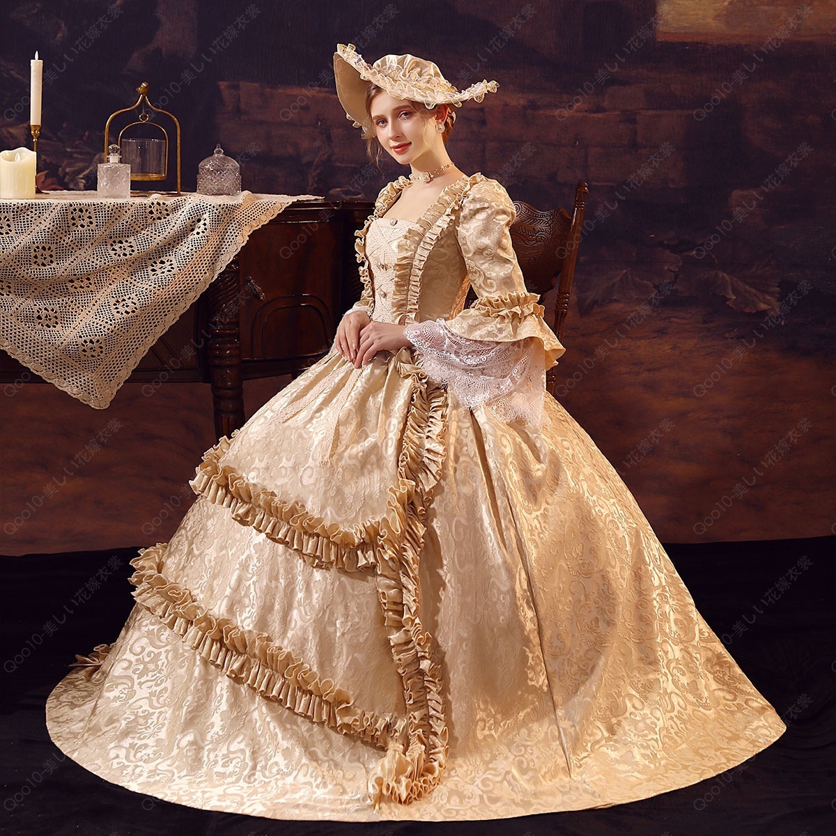 ドレス レディース ロングドレス 貴族ドレス 中世ヨーロッパ お姫様 プリンセスドレス カラードレス長袖 フリル アンブレラスリーブ 華やか ボリューム ゴージャ-75