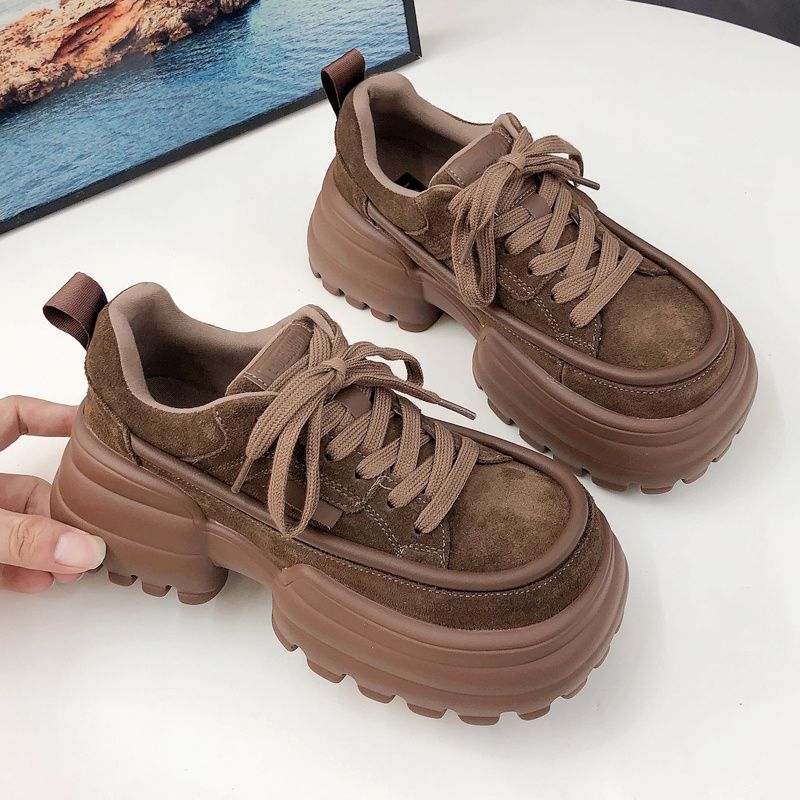 モカシン 松糕靴 フラットシューズ 快適 百掛け スニーカー レトロ カジュアル 身長アップ 太ヒール 厚底靴 スクエアヘッド 流行り おしゃれ ins 新作 秋冬 厚底スニーカー 今年の流行