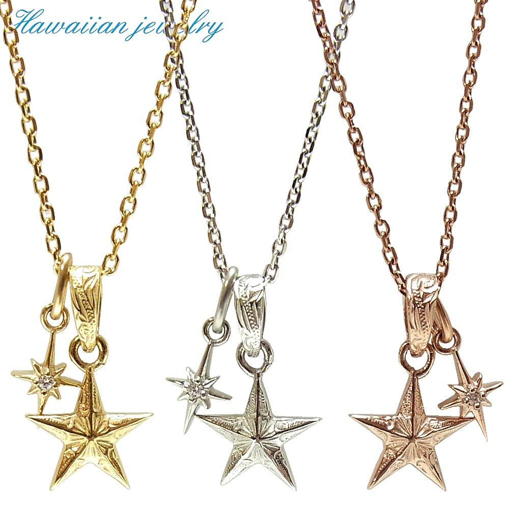 ハワイアンジュエリー 2連 ネックレス レディース メンズ ゴールド シルバー 星 スター 石