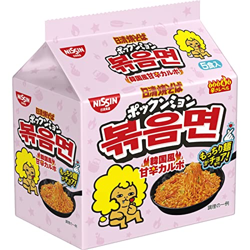 日清食品 日清焼そば ポックンミョン 韓国風甘辛カルボ 5食パック インスタント袋麺 500g6個
