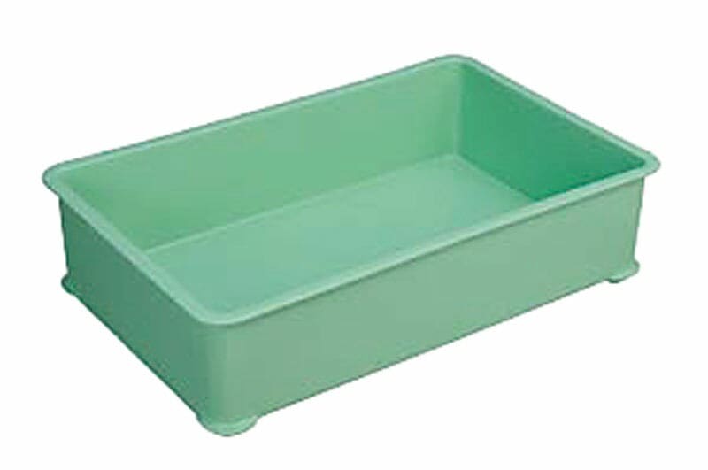 PPカラー番重 大型 B型グリーン 外寸643x417x90