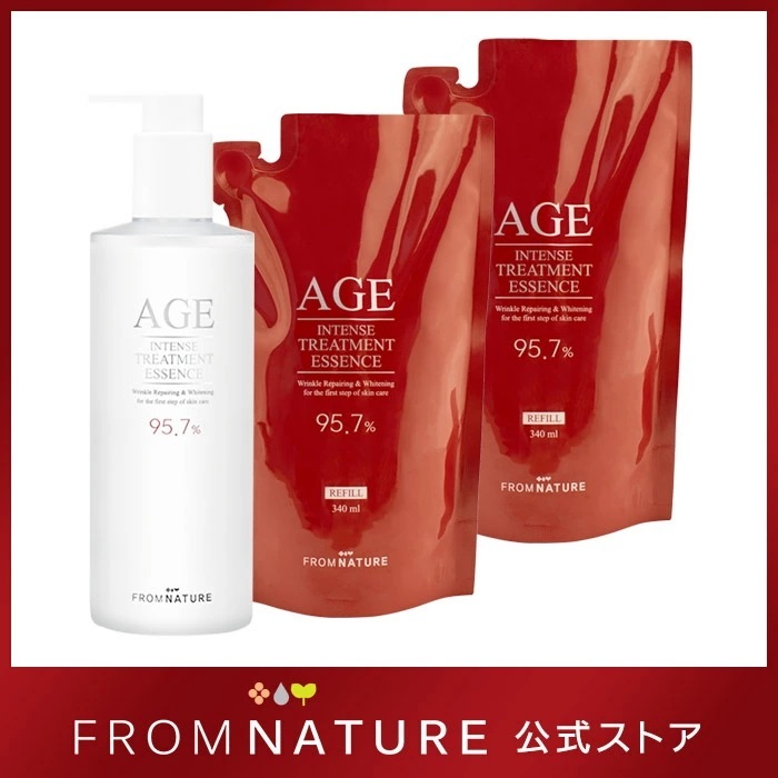 AGE ステップ１ エイジインテンストリートメント エッセンス 化粧水 340ml 大容量ボトル ポンプ式＋詰め替え用 340ml 2点 ガラクトミセス 95.7% スキンケア 保湿 【公式ストア】 5,256円