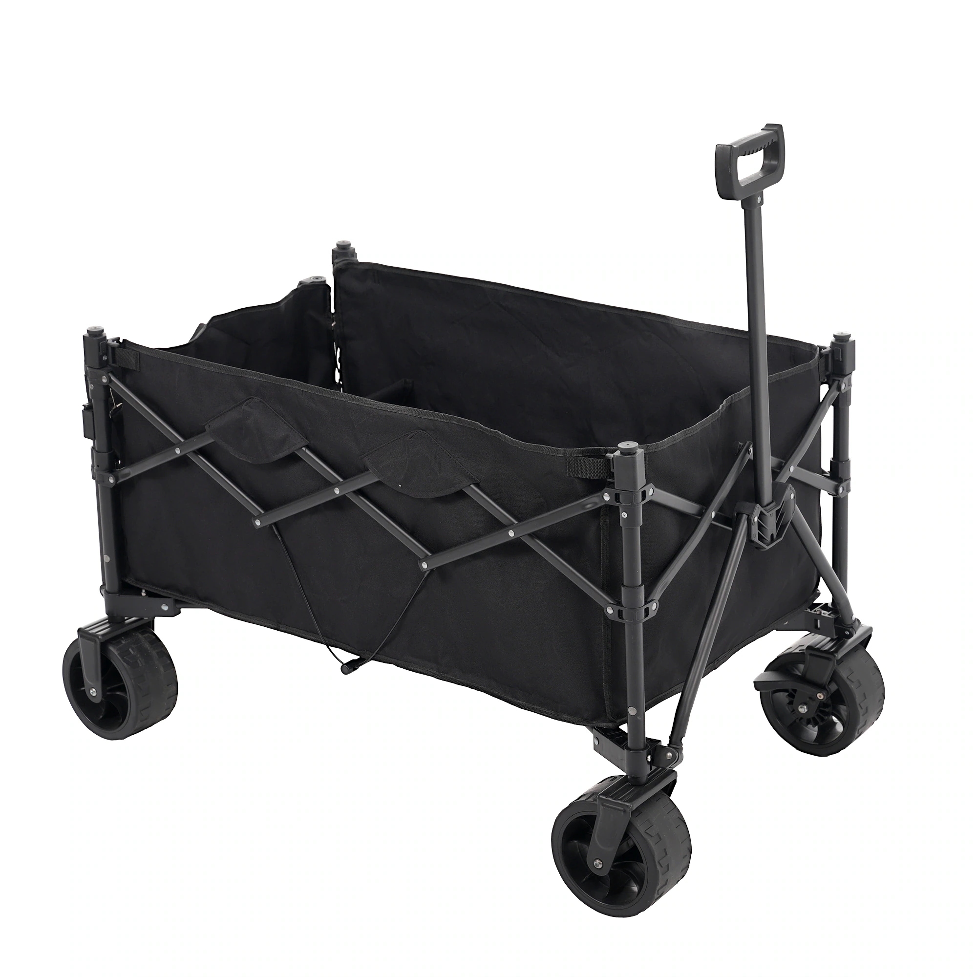 【ブラック】キャリーワゴン アウトドアワゴン 後ろ開け 折りたたみ コンパクト