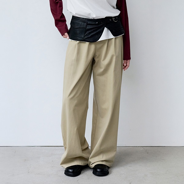 PINTUCK WIDE BALLOON PANTS BEIGE