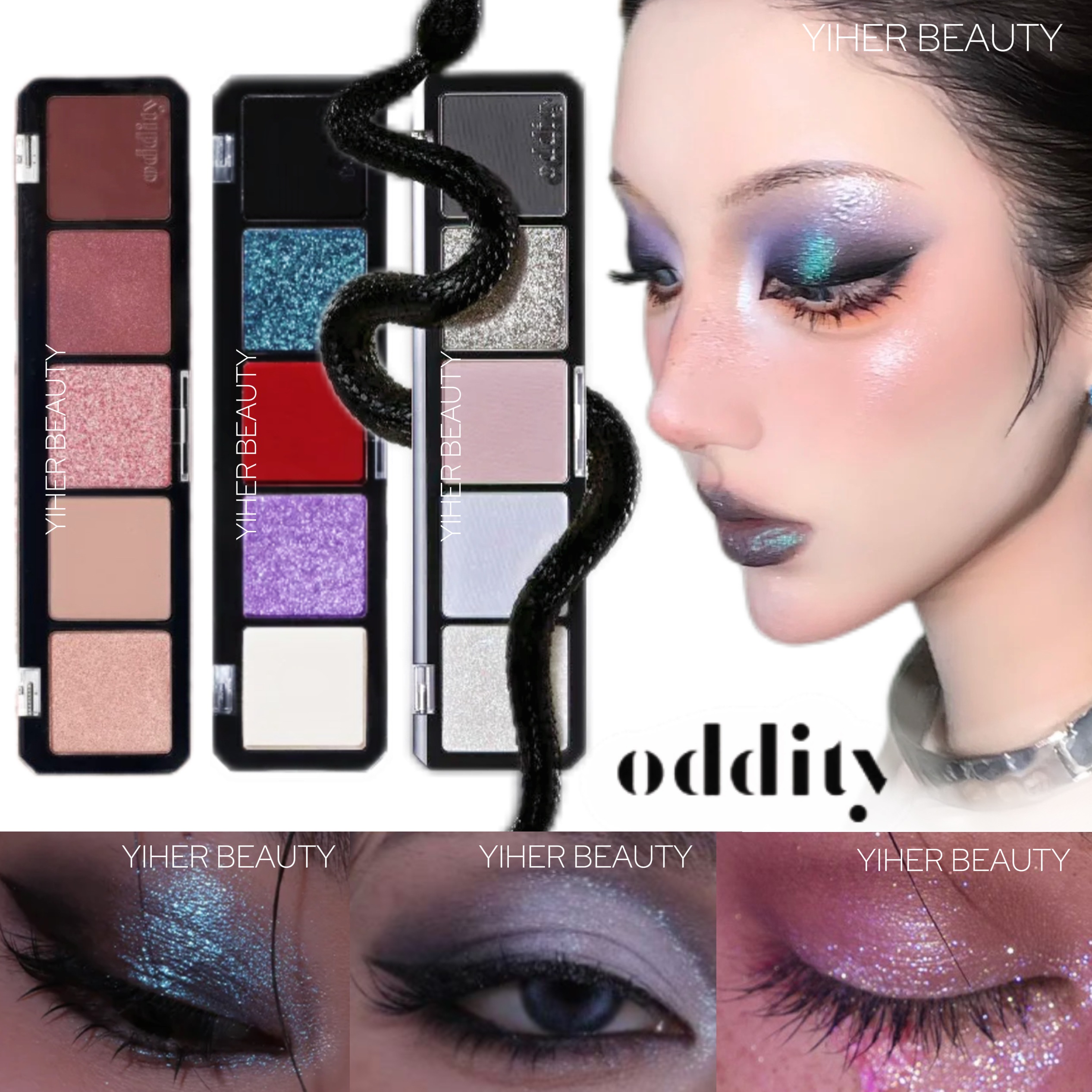 【新商品発売 】oddity グレーアイシャドウ 百変メイク 5色 アイシャドウ アイシャドウパレット マットスパンコール スモーク 低飽和 グレーブルー カメレオン偏光 5種類の特殊な生地