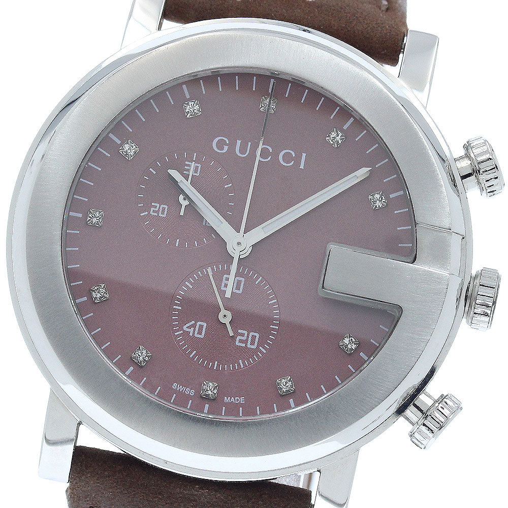 グッチ GUCCI 101M/YA101344 Gラウンド 11Pダイヤ クロノグラフ クォーツ メンズ 良品 _949670【中古】