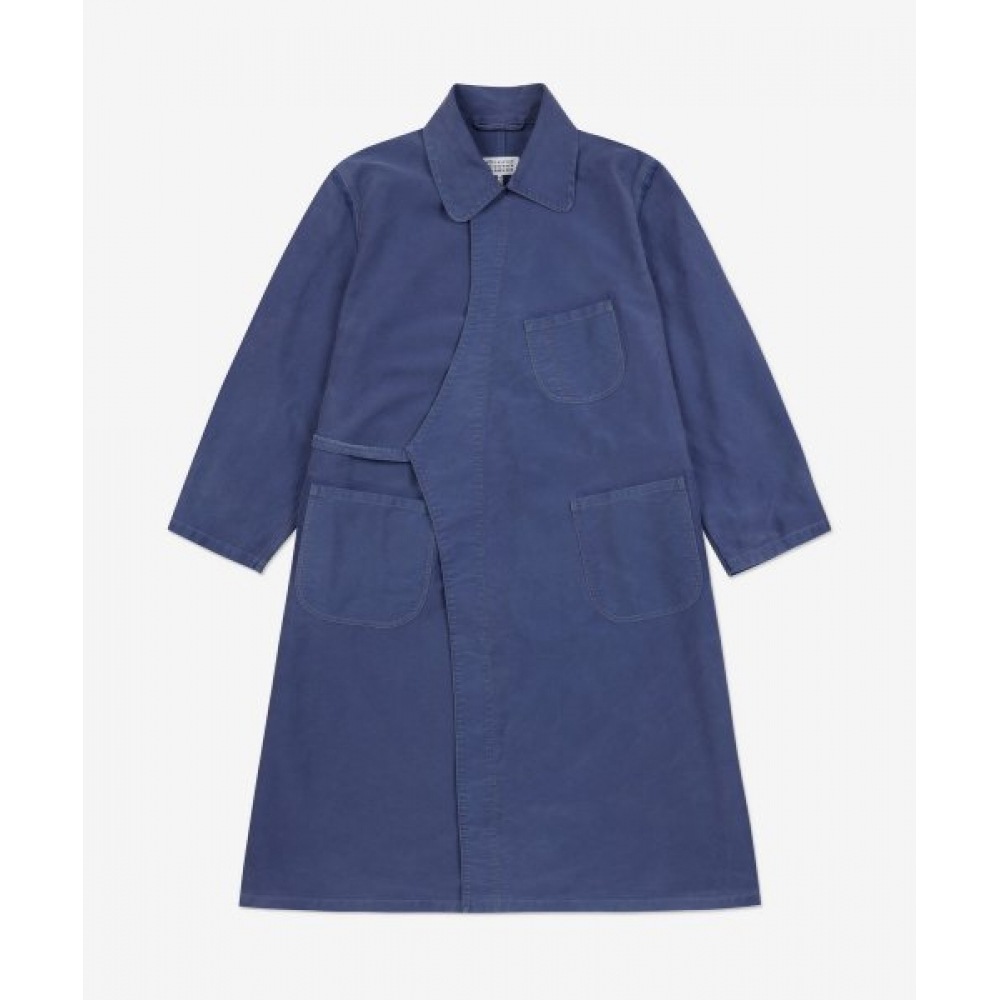 MAISON MARGIELA レディースウォーカーモレスキンロングジャケット-コバルトブルー/S50AH0120S76543477