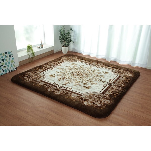 1161691065509 国産固綿40mm使用 ラグ ふっくら極厚敷き布団 シャルマン ブラウン 約215×315cm メーカー直送