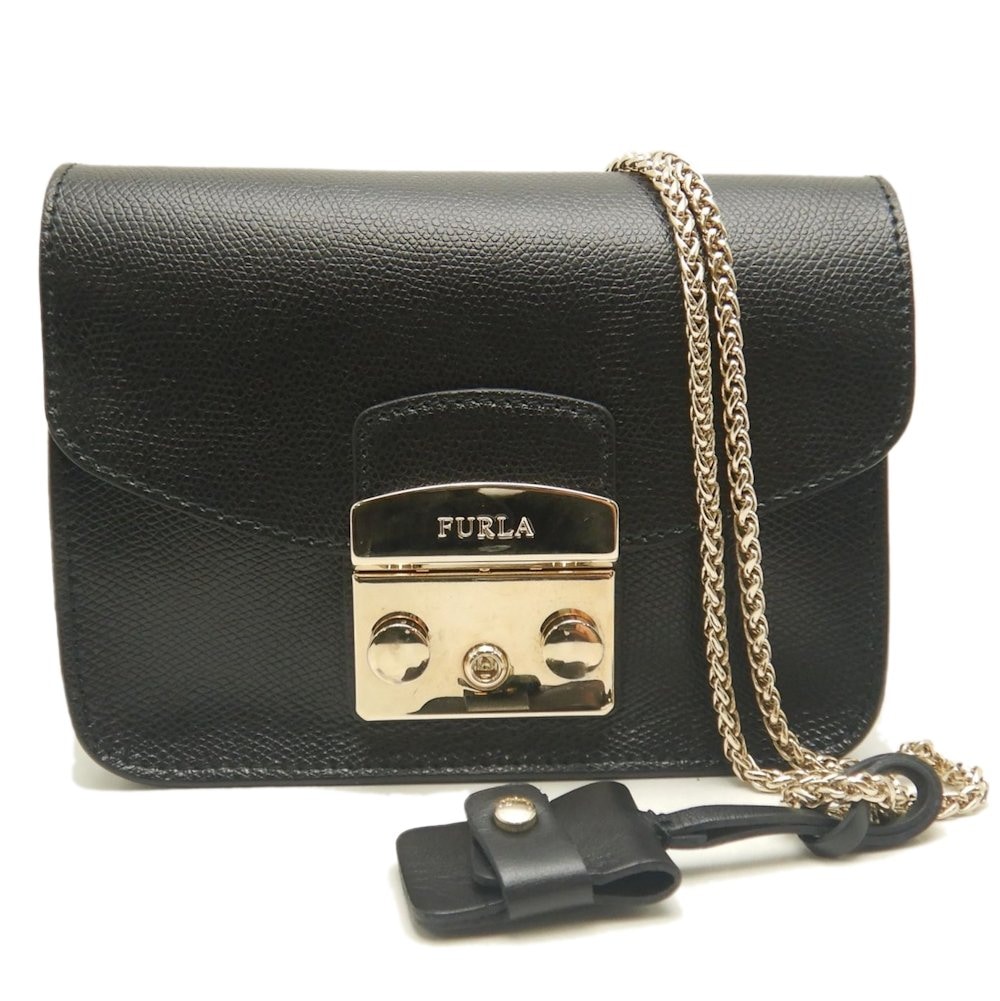 メトロポリス ミニクロスボディ ショルダーバッグ レザーxスエード ブラック レディース /253355【中古】