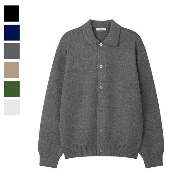 メンズ秋カイルセミクロップカラネックニットカーディガンAS-CAA-Q027-チャコール