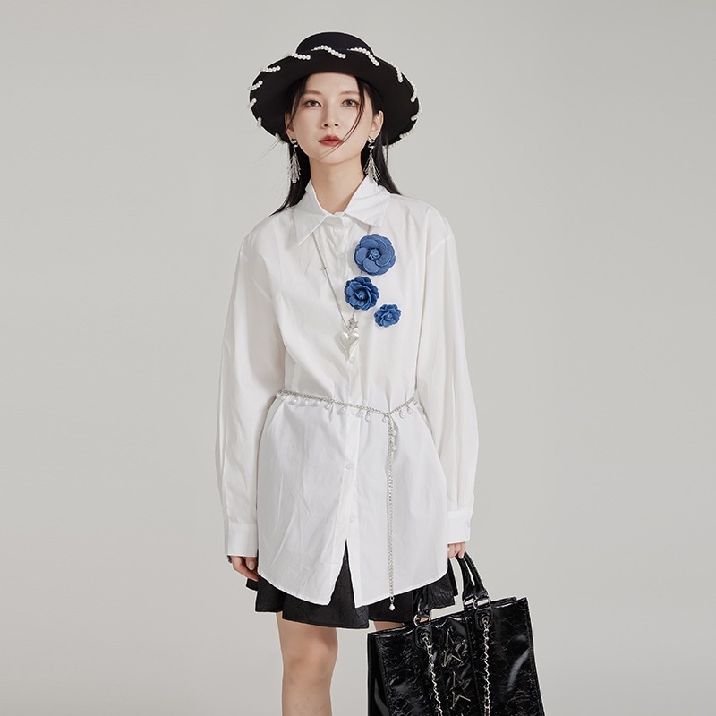 中国では立体的な花のシャツをデザインしています秋の高級感があります