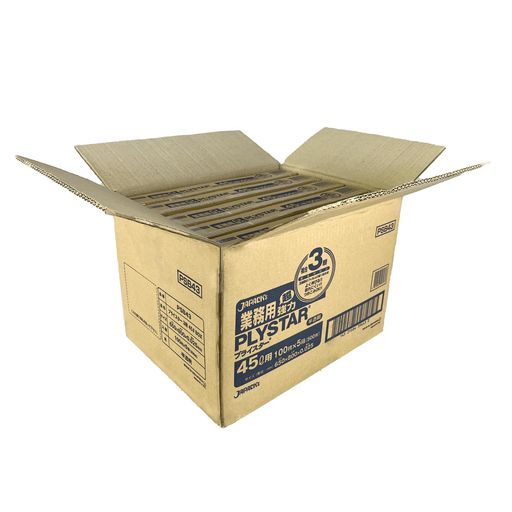 【業務用】 BOXタイプ ゴミ袋 45L 半透明 厚み0.025mm 500枚 (100枚x5箱) PSB43 よく伸びて 破れにくい 複合3層 箱入りポリ袋 大容量 まとめ買い ケース販売