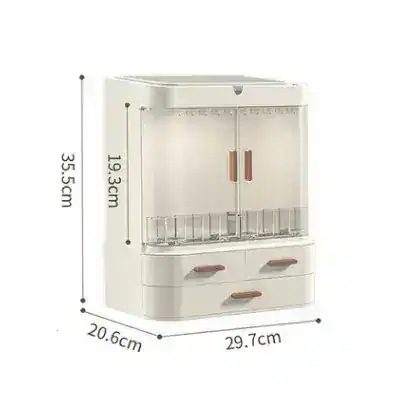 【20点セット】急速出荷LEDミラー化粧品収納ケースライトミラーデスク化粧品収納ケーススキンケアアクセサリー棚165780
