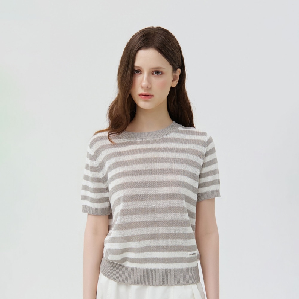 MARTINE GOLF シアーマリンストライプニット_L/グレー
