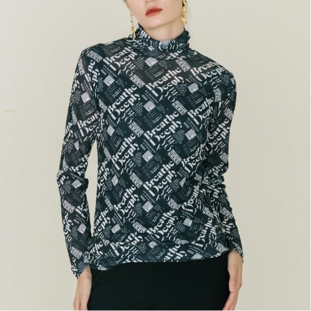 (マックス・カルティッジオ) レタリングメッシュネックポーラーTシャツ