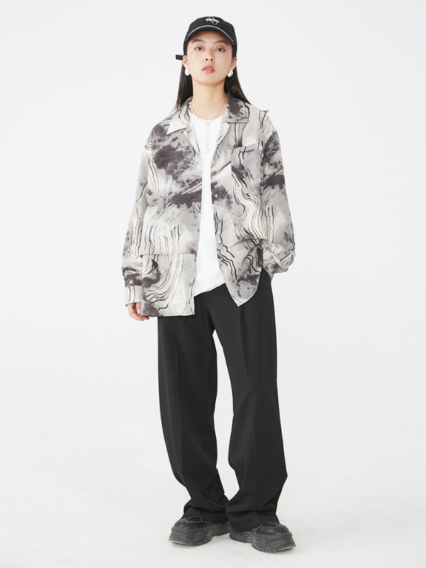 オモントエッグタルトホームカジュアルルーズスーツカラーシフォンフラワーシャツレディースレトロ香港スタイル刺繍シャツ初秋と夏