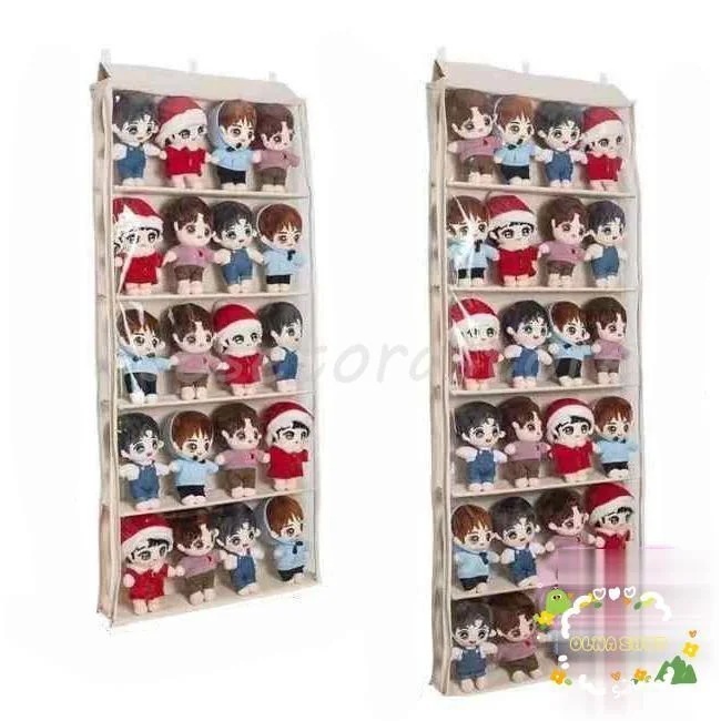 ぬいぐるみ収納 ウォールポケット ディスプレイ 4段5段6段 コレクションケース 壁掛け 吊り下げ 推し活 透明窓付き 見せる収納 ドア掛け