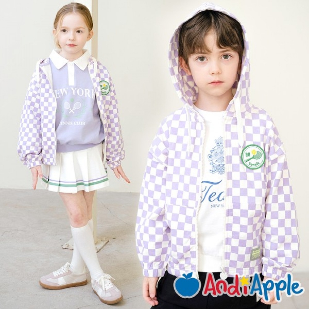 [アンディアップル] プレイチェッカーボードパーカージップアップジャンパー