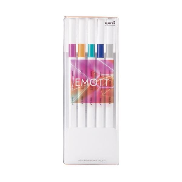(まとめ）三菱鉛筆 水性サインペン EMOTT5色セット No.12 バーチャルカラー PEMSY5C.NO12 1パック(×10セット)