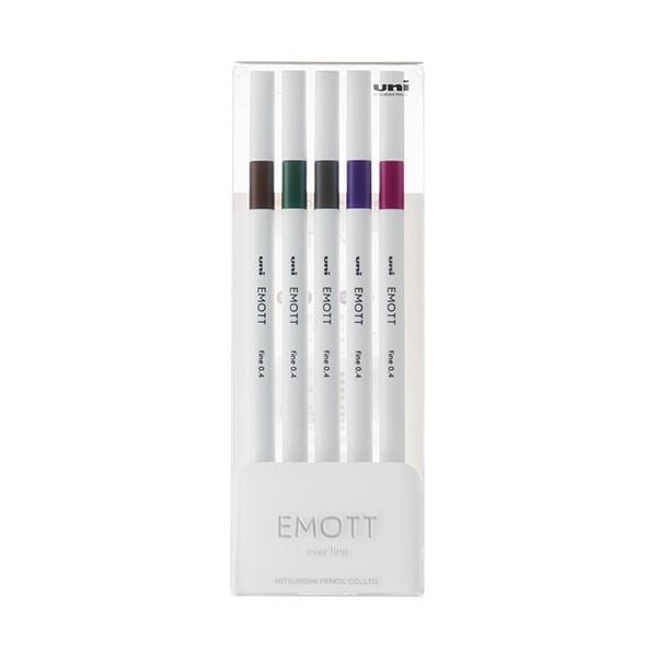(まとめ）三菱鉛筆 水性サインペン EMOTT5色セット No.3 ビンテージカラー PEMSY5C.NO3 1パック(×10セット)