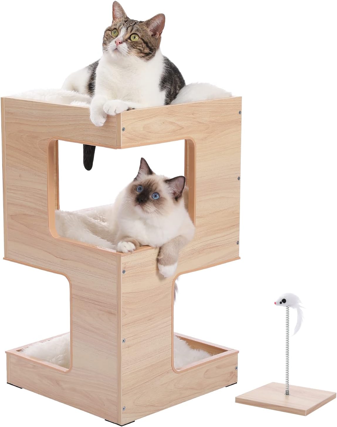 PETEPELA(ぺテぺラ) キャットタワー 木製 木目調 ミニ 猫 ベッド つめとぎ 猫 キャットハウス 低い 隠れ家 小さめ コンパクト 家具 インテリア - 高さ 60cm ベージュ 5,442円