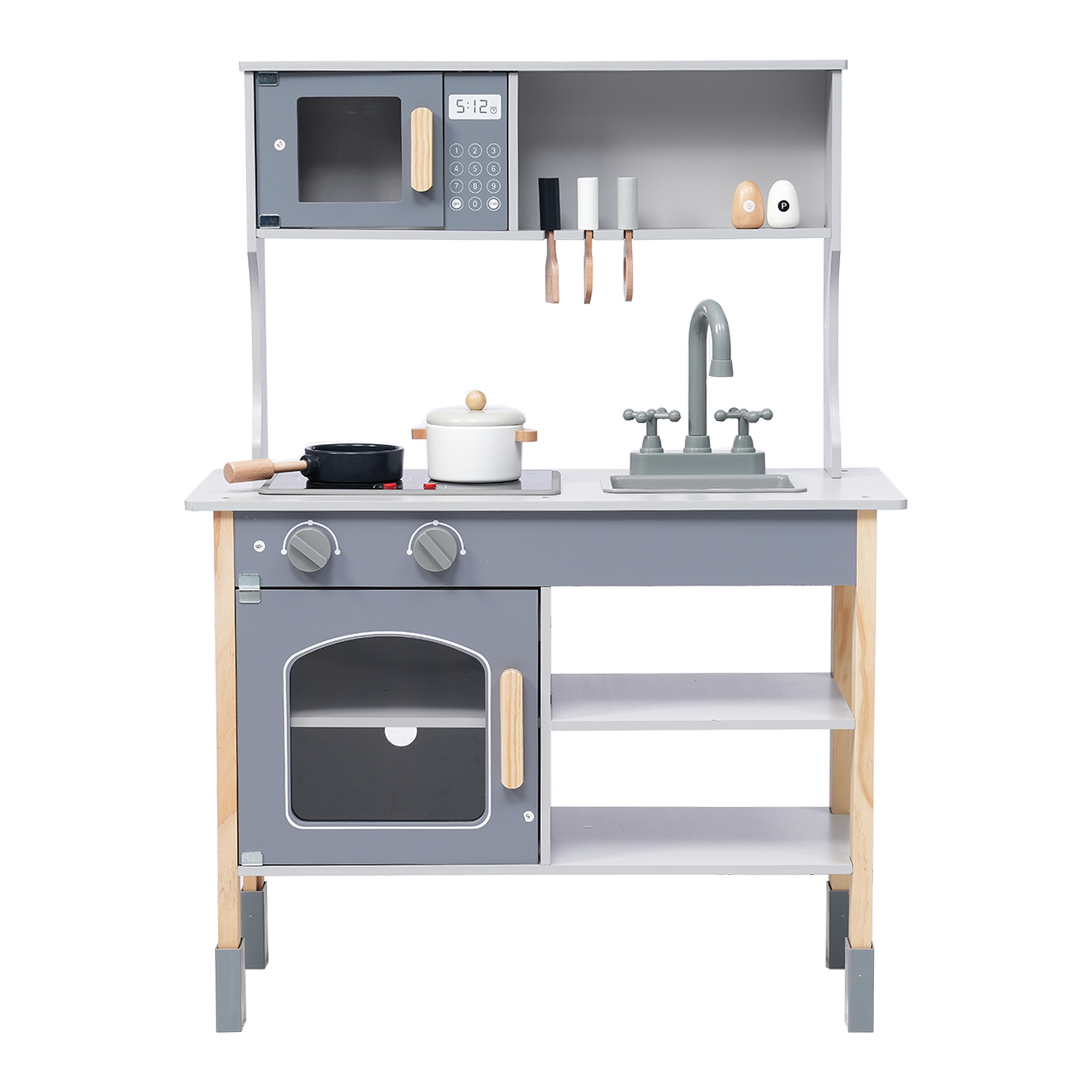 【国内出荷】ままごと キッチン 木製 ままごとセット 誕生日 台所 知育玩具 子供用 子供 収納 まねっこ コンロミニキッチン おもちゃキッチン キッズ ベビー プレゼント 子供【グレー】