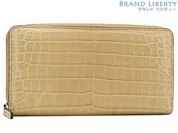 激レアほぼ新品グッチマットクロコダイルジップアラウンドウォレットラウンドファスナー長財布ベージュ374850