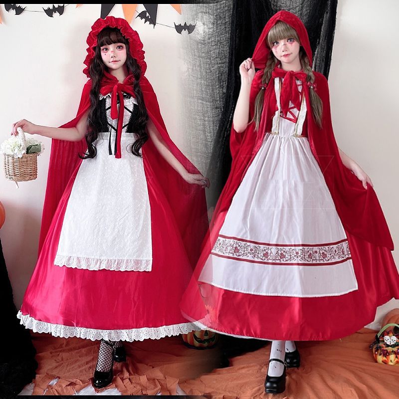 ハロウィン赤ずきんちゃん赤マント魔女ドレスコスステージドラマ衣装オオカミおばあちゃん大人コスプレ衣装