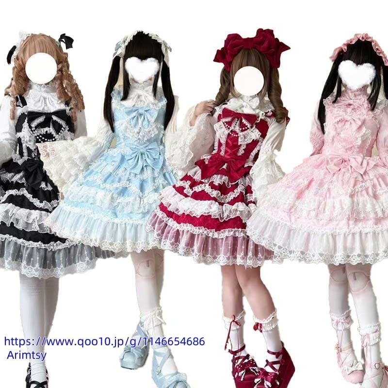 オリジナルデザイン かわいいロリータ jskストラップワンピース文化祭 ロールプレイ かわいいドレス ドレス