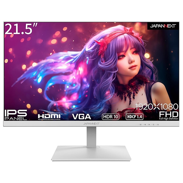 JAPANNEXT 液晶ディスプレイ/21.5型/1920×1080/HDMI×1VGA×1/ホワイト/スピーカー:有/1年保証
